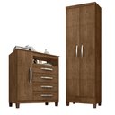 Ver imagem 2 de Kit Cômoda Sapateira 1 Porta 4 Gavetas Cannes Com Multiuso Egito 2 Portas Malbec Incorplac