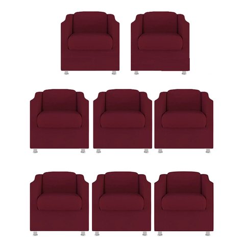 Kit 8 Poltronas Decorativa Bia Suede Marsala - Twdecora