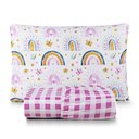 Ver imagem 1 de Jogo de Cama Lençol Lutti Solteiro Infantil 200 Fios Estampado 2 Peças Arco Íris Rainbow Rosa - 100%