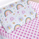 Ver imagem 3 de Jogo de Cama Lençol Lutti Solteiro Infantil 200 Fios Estampado 2 Peças Arco Íris Rainbow Rosa - 100%