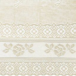 Cortina Cozinha 2,00 X 1,20m Renda Creme Rosas - 3