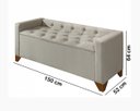Ver mais imagens de Recamier Baú Decorativo California 1,50m Sofá Premium para Cama Casal Estilo Estofado Cor Bege