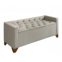 Ver imagem 2 de Recamier Baú Decorativo California 1,50m Sofá Premium para Cama Casal Estilo Estofado Cor Bege