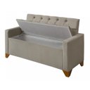 Ver imagem 6 de Recamier Baú Decorativo California 1,50m Sofá Premium para Cama Casal Estilo Estofado Cor Bege