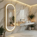 Ver imagem 6 de Espelho Jateado com Led Quente/frio Grande Corpo Inteiro com Moldura Oval 170x70cm Luxo Preto