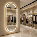 Ver imagem 7 de Espelho Jateado com Led Quente/frio Grande Corpo Inteiro com Moldura Oval 170x70cm Luxo Preto