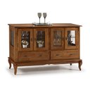 Ver imagem 1 de Balcão Buffet Madeira Maciça 4 Portas 2 Gavetas Prateleira em Vidro Pés Luiz Xv 60510 Linz Móveis
