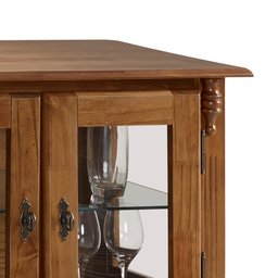 Balcão Buffet Madeira Maciça com 4 Portas e 2 Gavetas Prateleira em Vidro Pés Luis Vx 60510 Linz Móv - 2