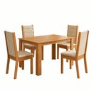 Ver imagem 2 de Conjunto Sala de Jantar Mesa Juliana 110cm Tampo MDP Canto Reto 4 Cadeiras Evelin