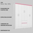 Ver imagem 4 de Guarda Roupa Casal 06 Portas 62920 Branco Rosa Flex Demobile