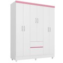Ver imagem 2 de Guarda Roupa Casal 06 Portas 62920 Branco Rosa Flex Demobile
