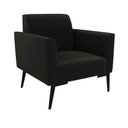 Ver imagem 3 de Sofá Namoradeira com 2 Poltronas Pés Villach Marisa Suede Preto D03 - D'Rossi
