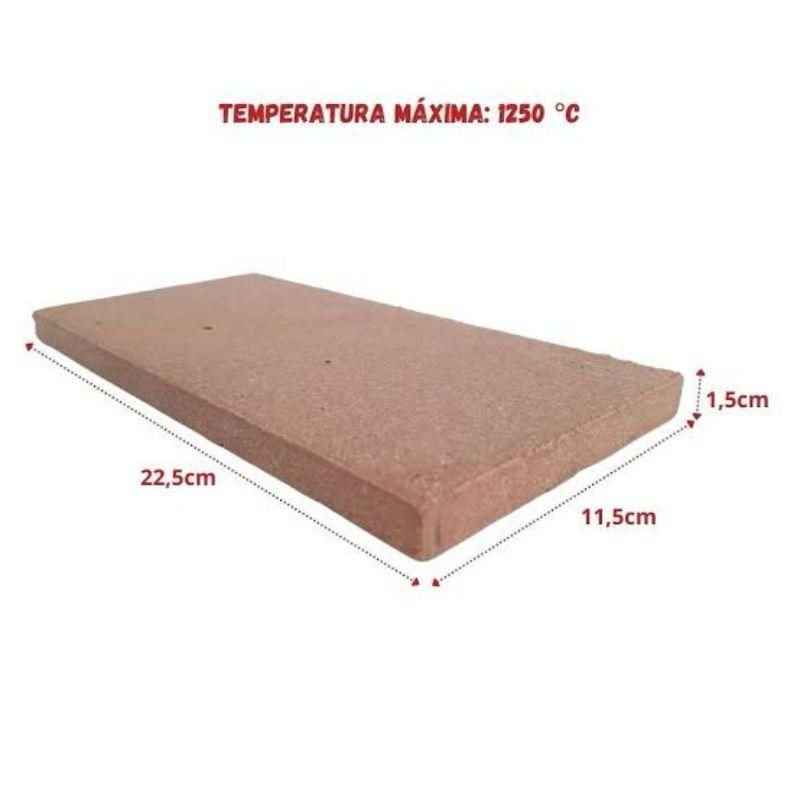 Kit com 10 Plaqueta Refratária 229x114x15mm + Argamassa Refrataria Quartzolit - Churrasqueira Forno  - 5