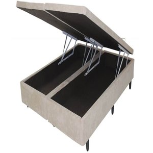 Cama Queen Baú Corino Bege