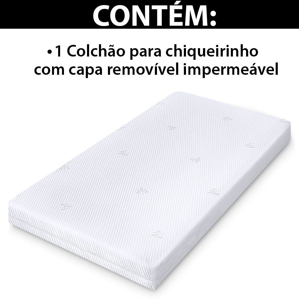 Colchão de Chiqueirinho para Bebe com Capa Protetor Impermeável em Malha 100x70cm - Bf Colchoes - 6