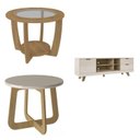 Ver imagem 2 de Conjunto 3 Peças Sala de Estar Mesa de Centro Curve e Mesa de Centro Jasmin e Rack Michigan