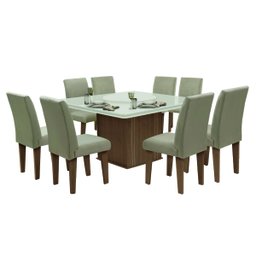 Conjunto Mesa Cedro Off Tampo Giratório 8 Cadeiras Amsterdã - 1