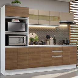 Armário de Cozinha Completa 100% MDF 250 cm Branco/Rustic/Crema Smart Madesa 01 - 2
