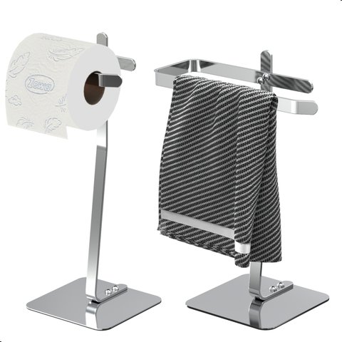 Porta Papel Higiênico de Chão Inox e Toalha Lavabo Oslo.s