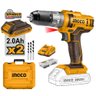 Furadeira e Parafusadeira de Impacto 20v 2 Baterias 2ah Maleta Carregador Bivolt Cidli201452-9 Ingco - 1