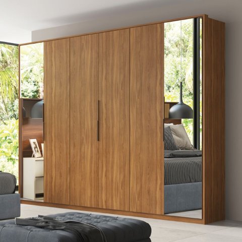 Guarda Roupa Casal Atrice 6 Portas com Espelho e 6 Gavetas Amêndola Touch Demartêz