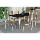 Ver imagem 1 de Conjunto: Mesa de Cozinha Elba Tampo Madeirado C/ Vidro 160cm e 6 Cadeiras Florença Cromada/preto