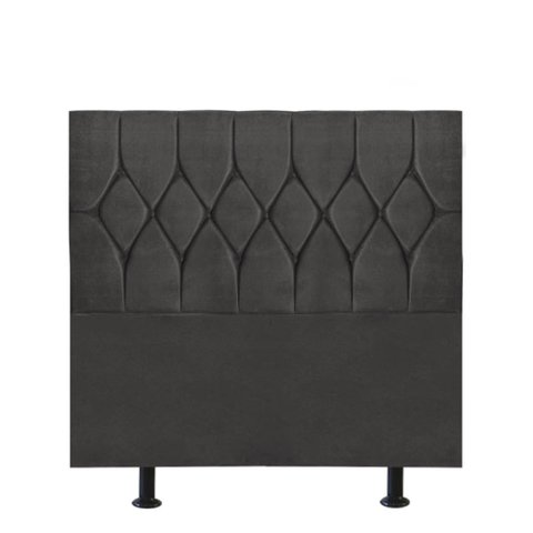 Cabeceira Estofada Istambul Capitonê 90cm Solteiro Box Quarto Suede Cinza Escuro Grafite - Gat Magaz