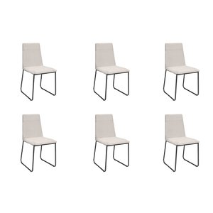 Kit 6 Cadeiras de Jantar Cozinha Industrial Lexa Veludo - Élpis Móveis - Bege Claro - Preta