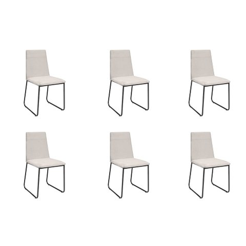 Kit 6 Cadeiras de Jantar Cozinha Industrial Lexa Veludo - Élpis Móveis - Bege Claro - Preta