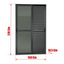 Ver imagem 4 de Porta Correr Venez. 3F.Móv.210 x 150 Elite c/Fecho Autom V.Liso Preto Brimak