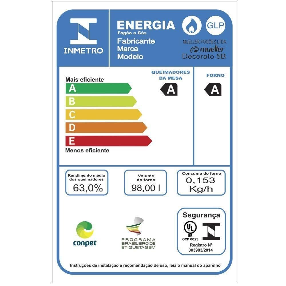 Fogão Mueller 5 Bocas Decorato Gourmet Inox com Timer e Tripla Chama Inox Bivolt - 10
