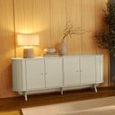 Ver imagem 1 de Balcão Aparador Buffet Curvo 180 cm com 4 Portas Off-White - Dalla Costa