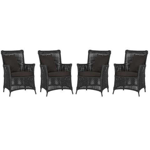4 Poltronas Igapó Alumínio Micro Pintura Preta Corda Náutica Estofado 9