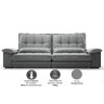 Sofá Bergamo 2,90m Retrátil e Reclinável Veludocristal Cinza - Netsofas - 3