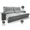 Ver imagem 3 de Sofá Bergamo 2,90m Retrátil e Reclinável Veludocristal Cinza - Netsofas