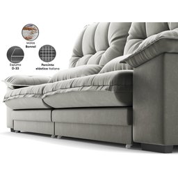 Sofá Bergamo 2,90m Retrátil e Reclinável Veludocristal Cinza - Netsofas - 4