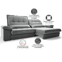 Ver imagem 6 de Sofá Bergamo 2,90m Retrátil e Reclinável Veludocristal Cinza - Netsofas