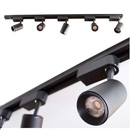 Trilho Eletrificado 2m + 6 Spots 7w 3000k Preto Bivolt - 1