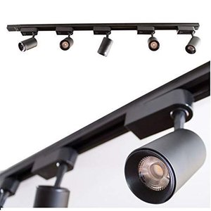 Trilho Eletrificado 2m + 6 Spots 7w 3000k Preto Bivolt