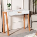 Ver imagem 5 de Mesa Escrivaninha Aparador Pés Madeira Quarto Estudo 90x40 Branco