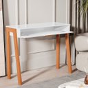 Ver imagem 7 de Mesa Escrivaninha Aparador Pés Madeira Quarto Estudo 90x40 Branco