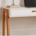 Ver imagem 4 de Mesa Escrivaninha Aparador Pés Madeira Quarto Estudo 90x40 Branco