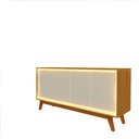 Ver imagem 2 de Aparador Buffet Sala Requinte 4 Portas com Led com Pés de Madeira Naturale com Offwhite - Rede Móvei