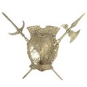 Ver imagem 1 de Armadura Medieval Machado Espada Bronze Parede Decoração