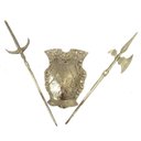 Ver imagem 3 de Armadura Medieval Machado Espada Bronze Parede Decoração