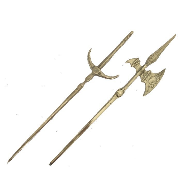 Armadura Medieval Machado Espada Bronze Parede Decoração - 2