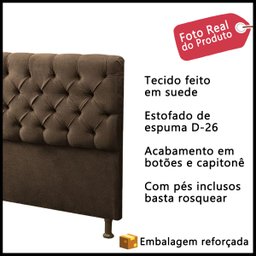 Cabeceira King Size Cama de Casal Box Estofada 1,95m Quarto Suede Sofia:marrom - 2