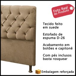 Cabeceira King Size Cama de Casal Box Estofada 1,95m Quarto Suede Sofia:marrom - 7