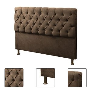 Cabeceira King Size Cama de Casal Box Estofada 1,95m Quarto Suede Sofia:marrom