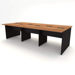 Mesa de Trabalho Escritório para 6 Pessoas 2,70m Nogal F5 Cor:nogal com Preto - 2